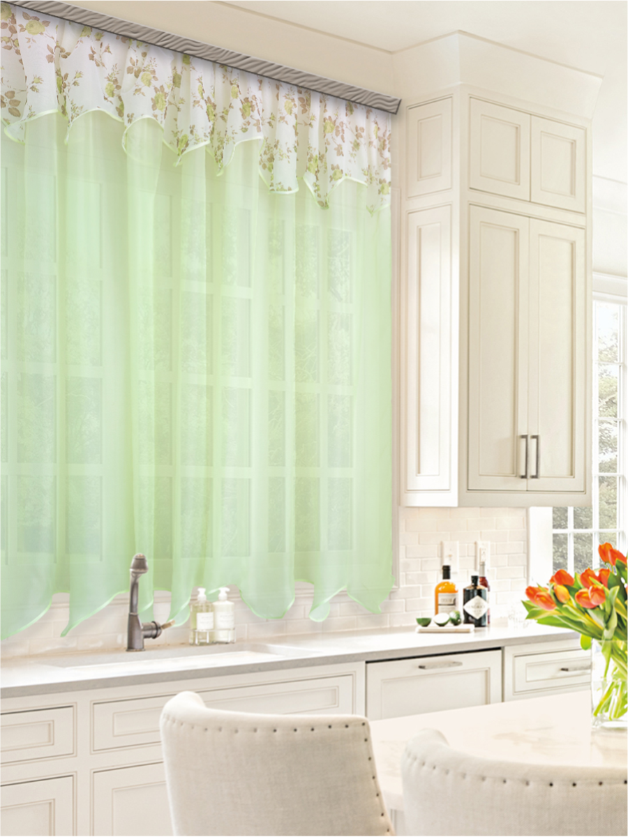 Комплект штор для кухни Нежность зеленый