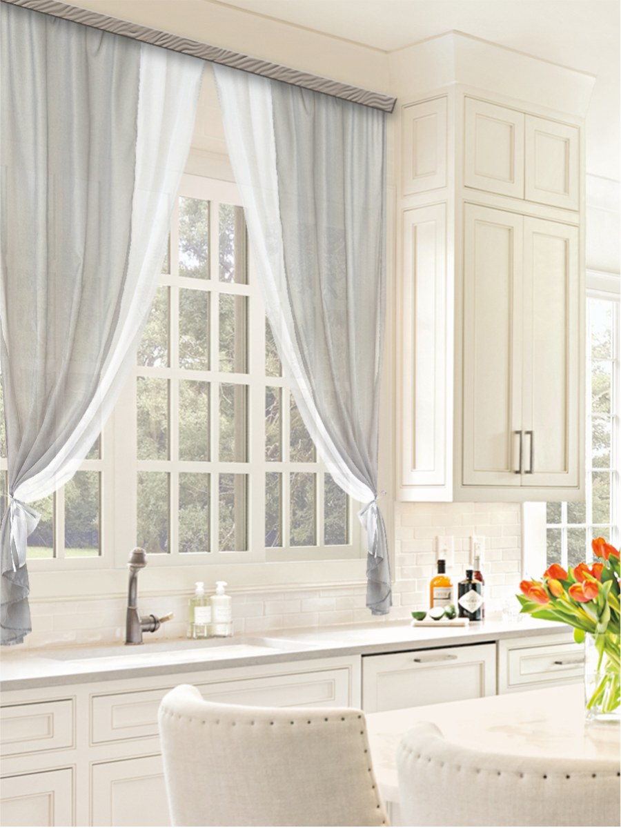 Комплект штор для кухни Лидия 250*160 серый