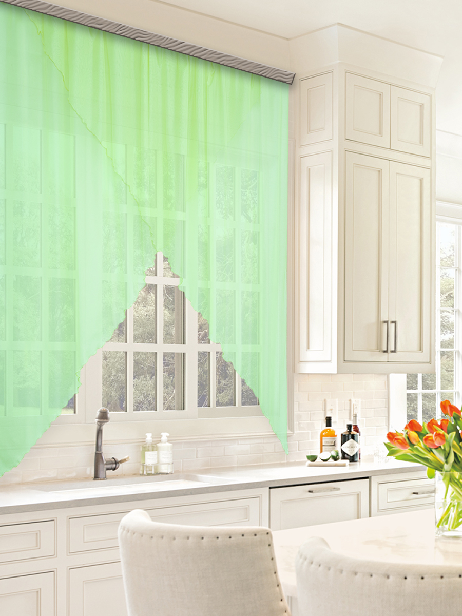 Комплект штор для кухни "Марианна" 300*160 однотонная св.зеленый