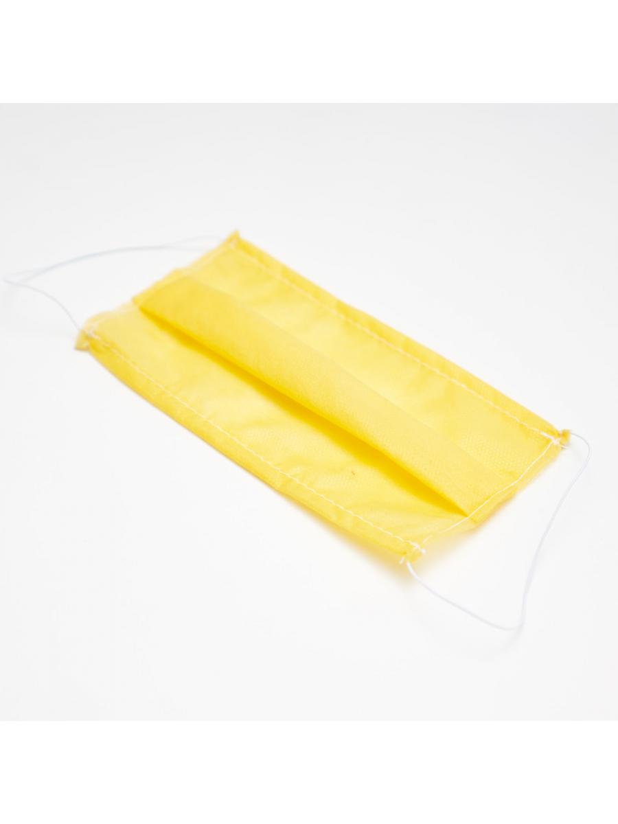 Маска гигиеническая трехслойная 17,5*9,5 смс с фиксатором 5шт упак цвет желтый
