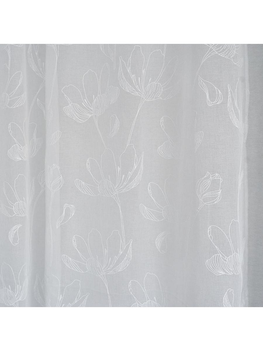 Комплект штор для кухни Тюль с резиновым рисунком цветы 100*180 2шт