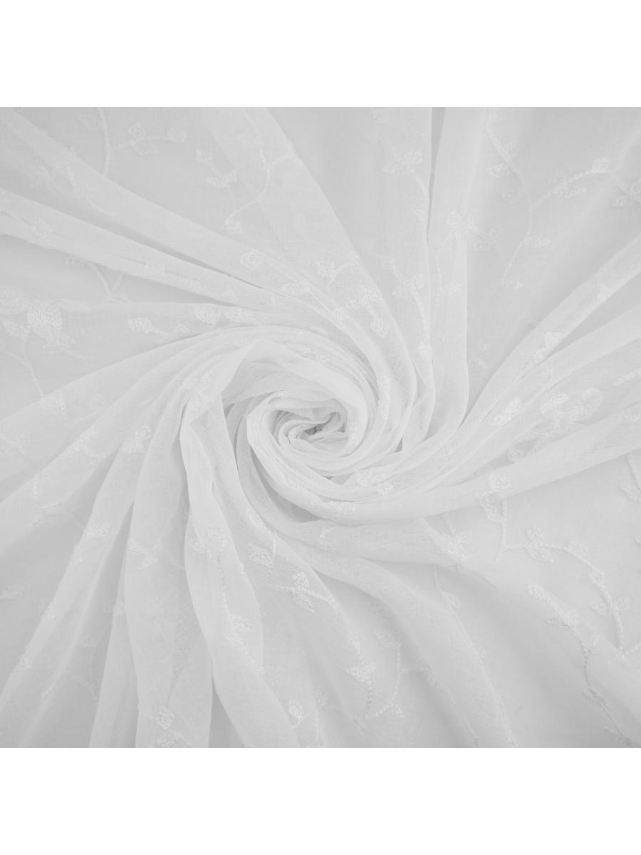 Штора Тюль с вышивкой "Цветок" белый 150*275