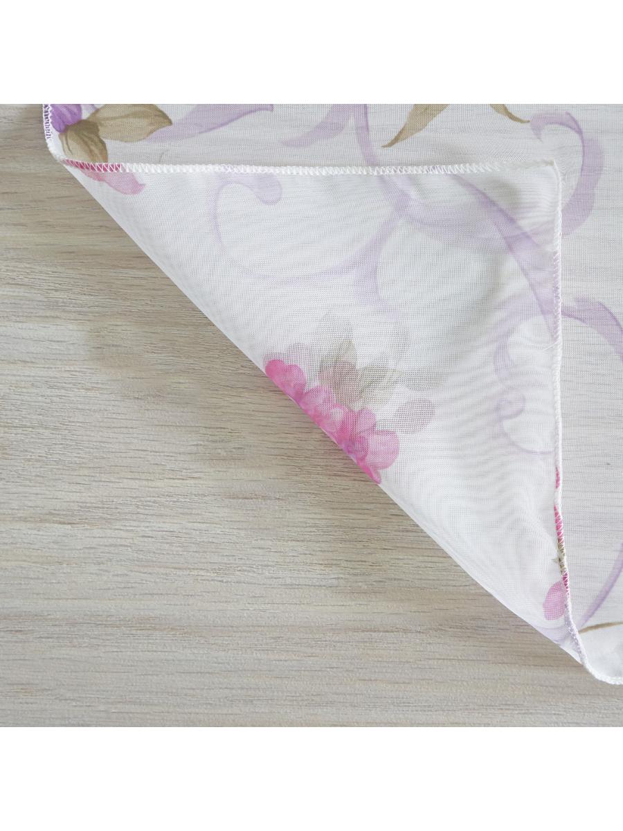 Вуаль печать с рисунком лилии цвет темно-розовый 1                       (ш.300см)