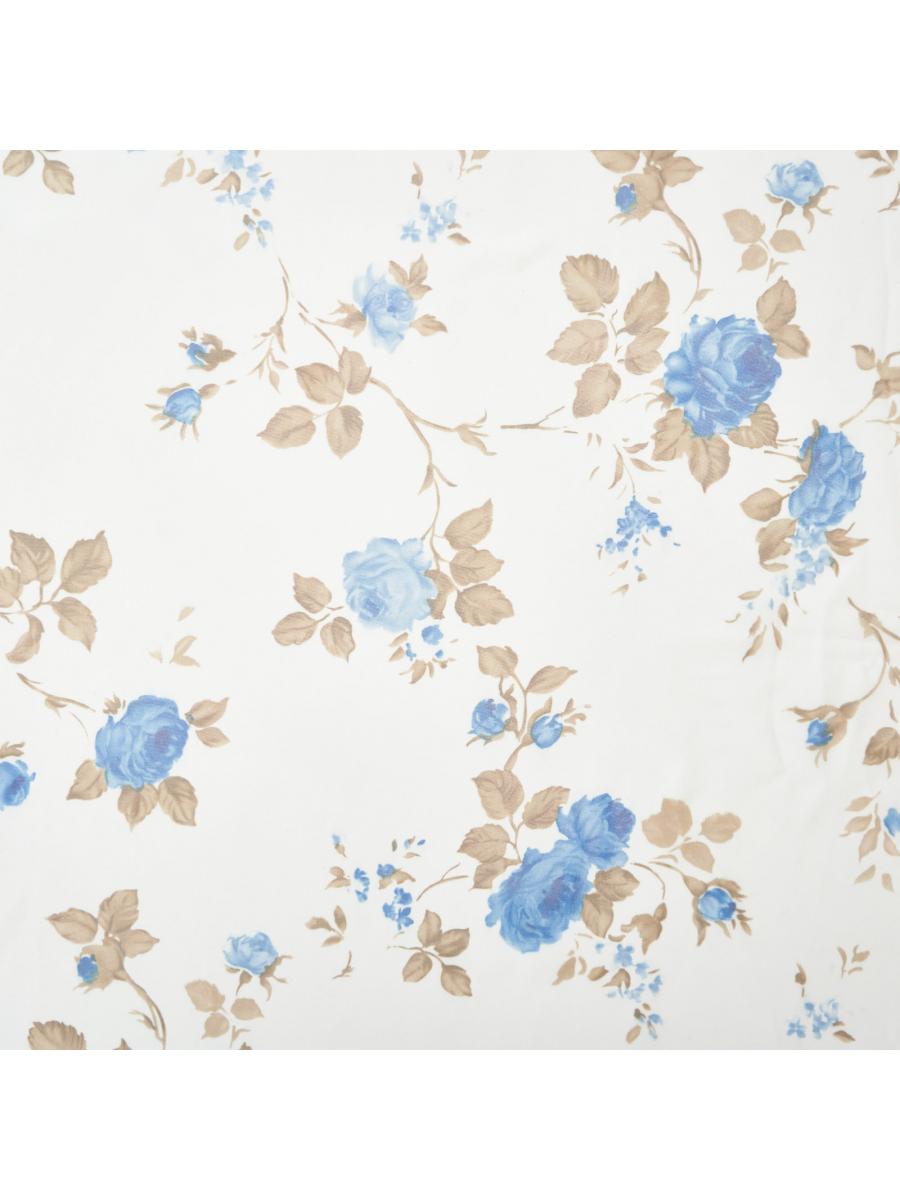 Вуаль печать с рисунком кустовая роза цвет голубой 6              (ш.300см)