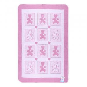 Одеяло Байковое "Барни" бело-розовое (100х140 )